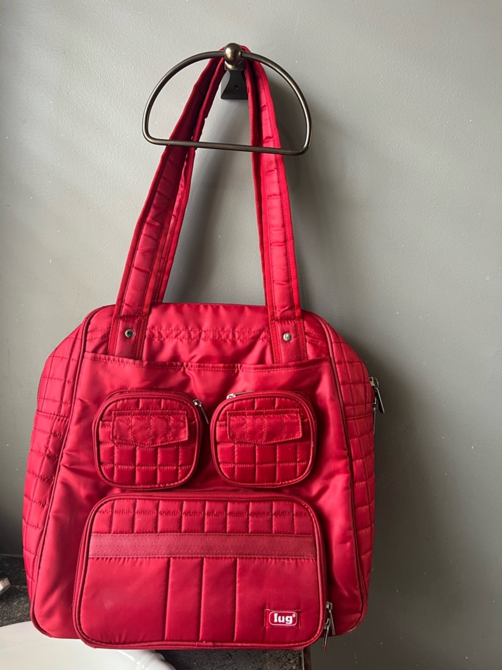 Lug Large Puddle Jumper Bag. Crimson. EUC